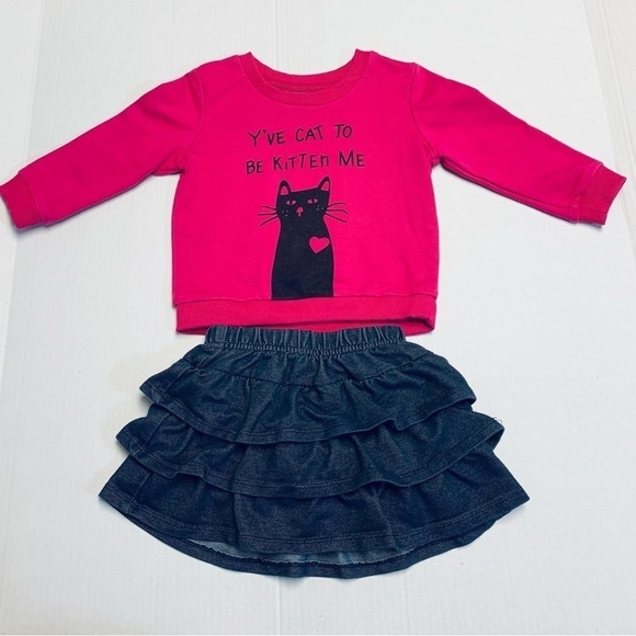 Lot of 6 Pieces Size 12 Months Clothing Tops Pants Skirt Elsa Kitten Ruffles - Picture 6 of 10